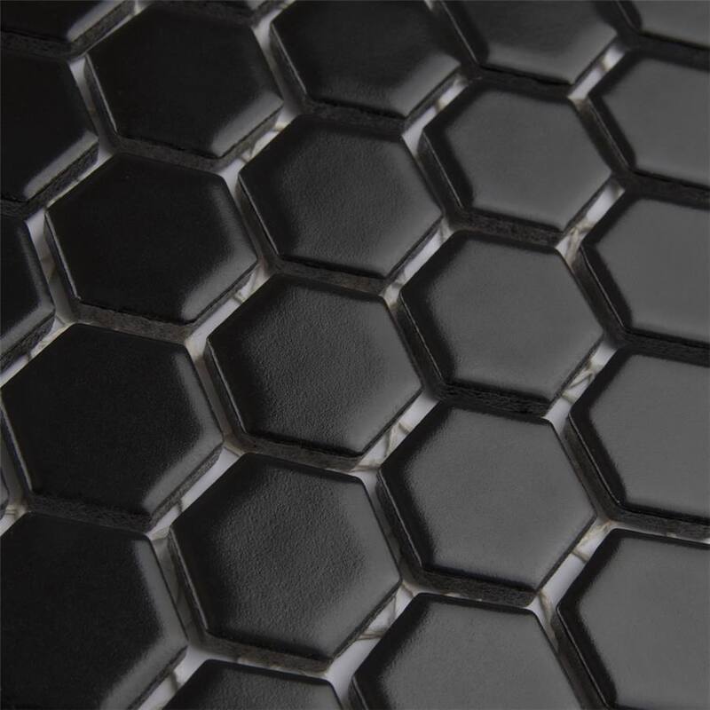 Merola Tile Metro 1" Hex Matte Black 10-1/4" x 11-7/8" Porcelain Floor and Wall Tile