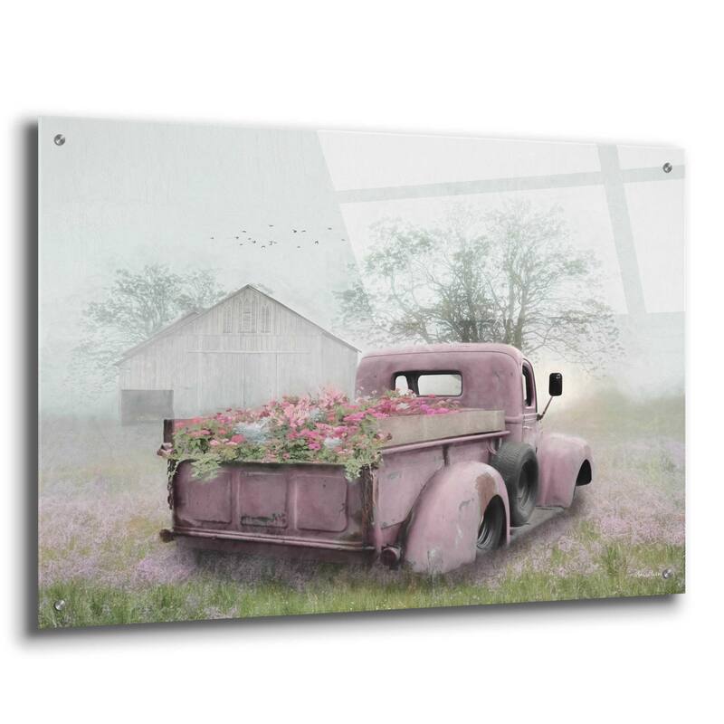 Epic Art 'Pink Flower Truck' by Lori Deiter Acrylic Glass Wall Art