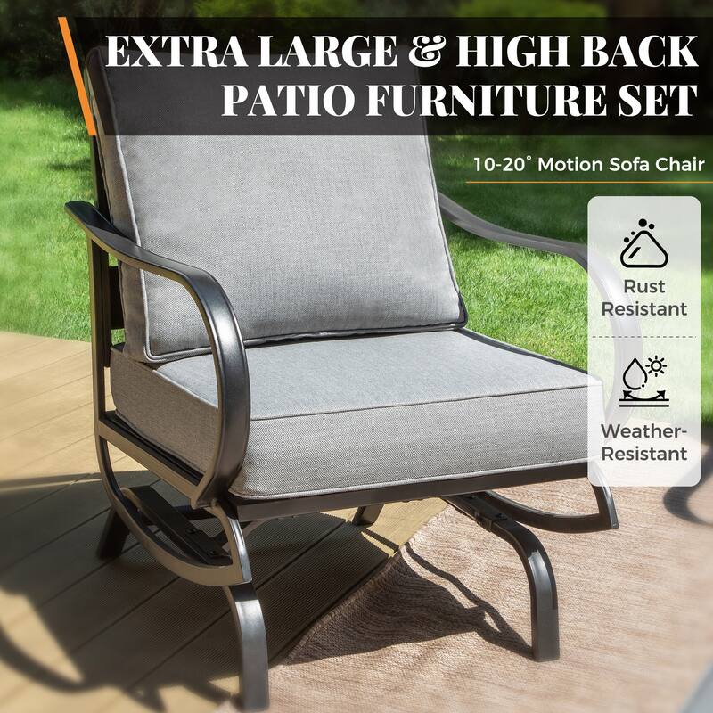 MAISON ARTS Patio Furniture Set 4/6-Piece Outdoor Conversation Set with Gas Fire Pit Table