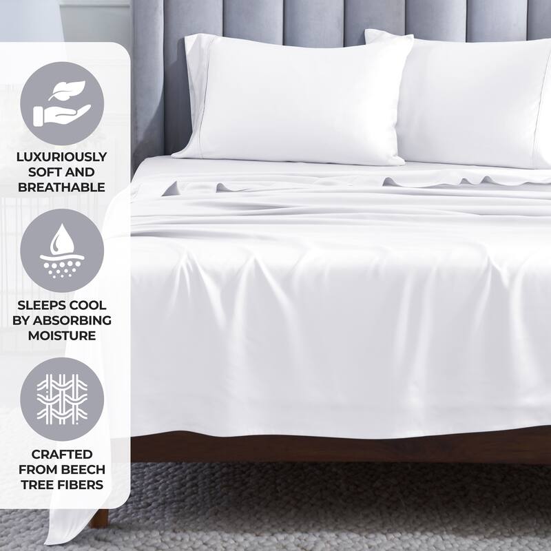 Superior Modal From Beechwood 400 Thread Count Deep Pocket Bed Sheet Set