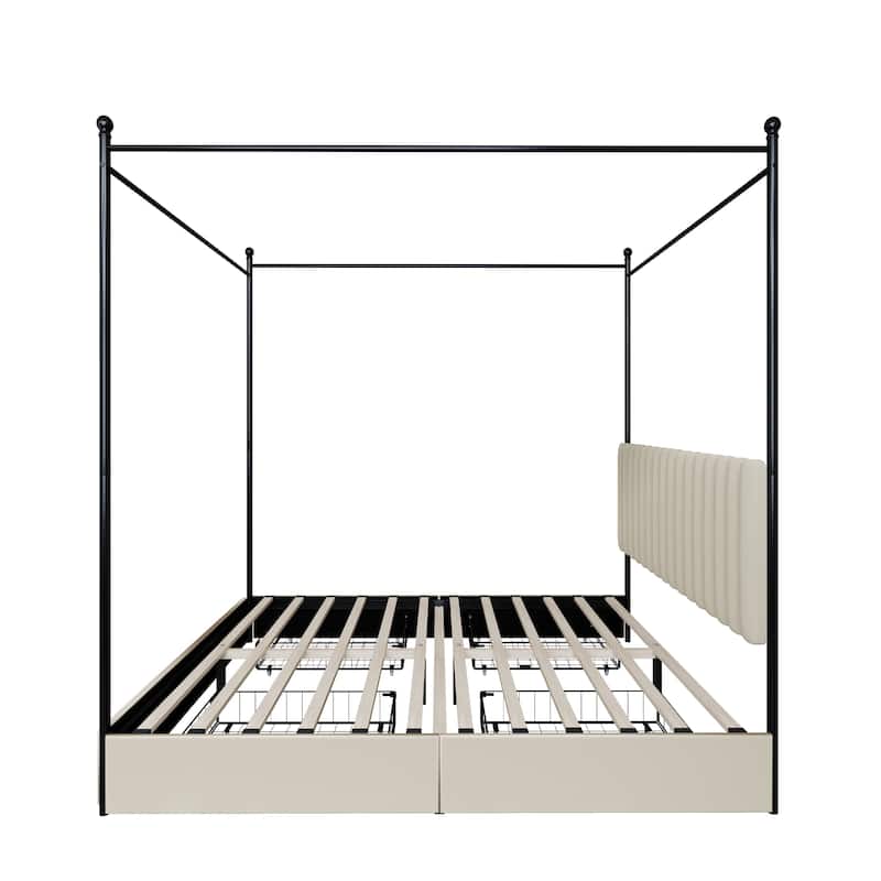 Clayfell Passaic Upholstered Metal Storage Canopy Bed