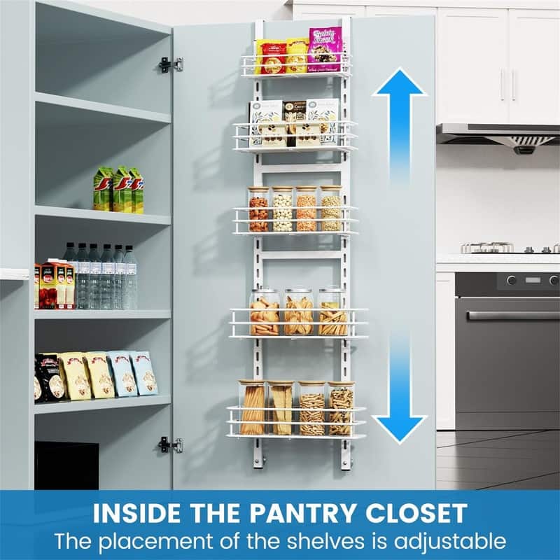 5Tier Over the Door Pantry Organizer Spice Rack - 4.72"D x 11.81"W x 49.21"H