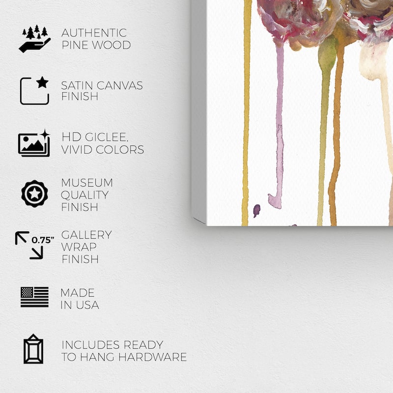 Wynwood Studio Canvas Abstract Dripping Flowers Pink and Modern & Contemporary Wall Art Canvas Print