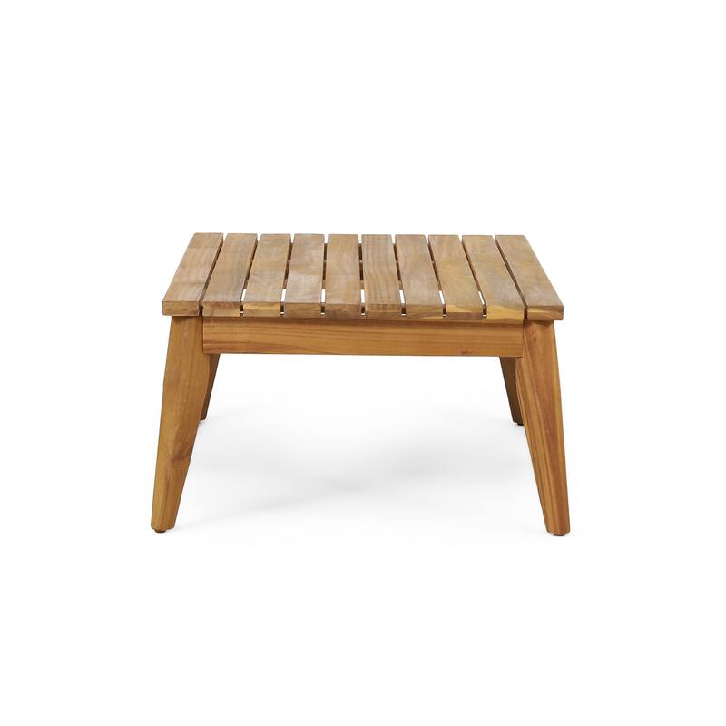 4-Piece Outdoor Acacia Wood Chat Set with Loveseat, 2 Chairs & Table