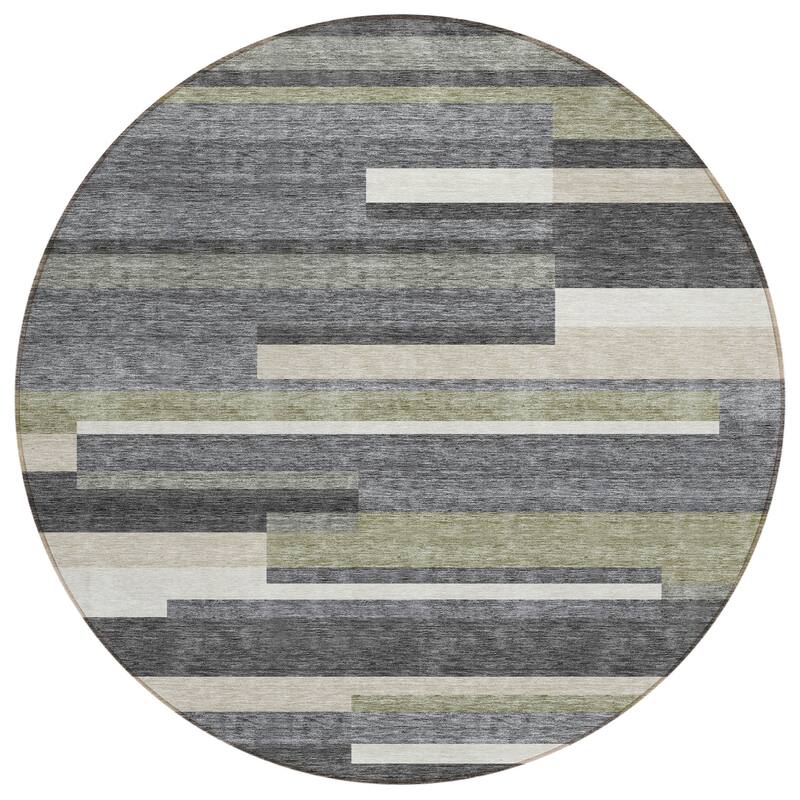 Machine Washable Indoor/ Outdoor Chantille Contempory Stripe Rug