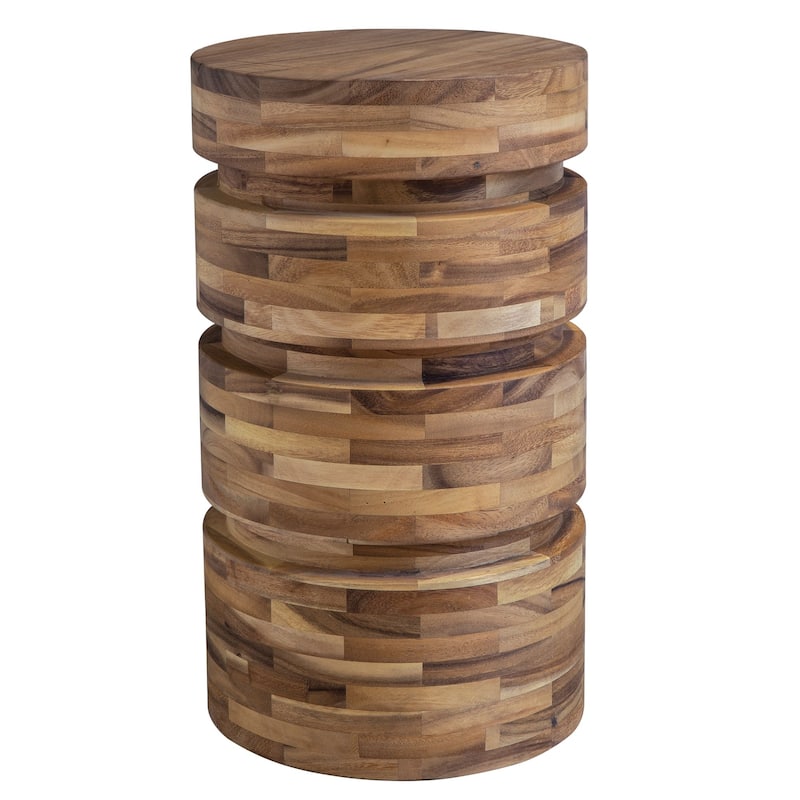 21" Walnut Brown Contemporary Round Drink Table