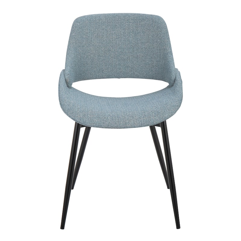Carson Carrington Svellingen Dining Chair with Tapered Metal Legs (Set of 2) - Blue Fabric/Black Metal