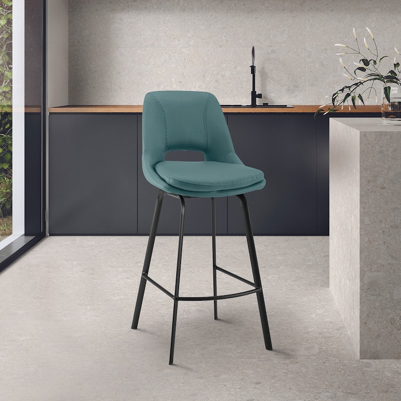 Carise Metal and Faux Leather Bar or Counter Swivel Stool