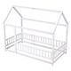 preview thumbnail 25 of 71, Floor Wooden Bed with House Roof and Fence Guardrails for Kids' Bedroom