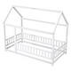 preview thumbnail 7 of 6, White Twin Size Pine Wood Floor Wooden Bed with House Roof Frame, Fence Guardrails for Kids, Boys and Girls