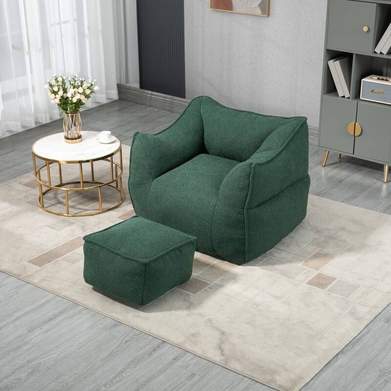 GDFStudio - COOLMORE Boucle Bean Bag Chair with Memory Foam Filling for Ultimate Comfort