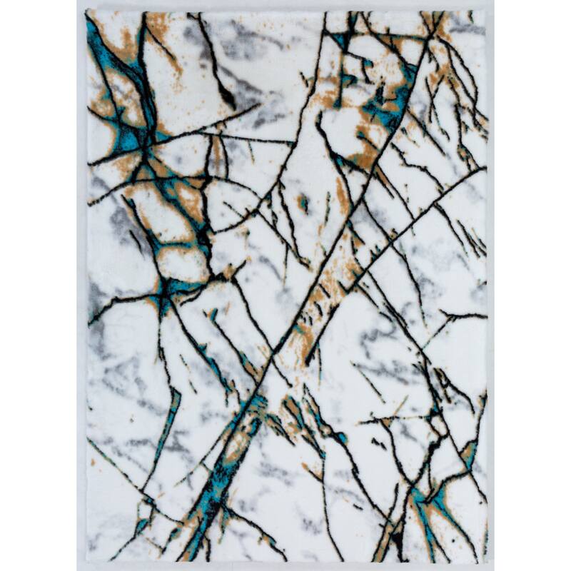 Luxury Collection White/Blue 5x7 Area Rug - 5' X 7'