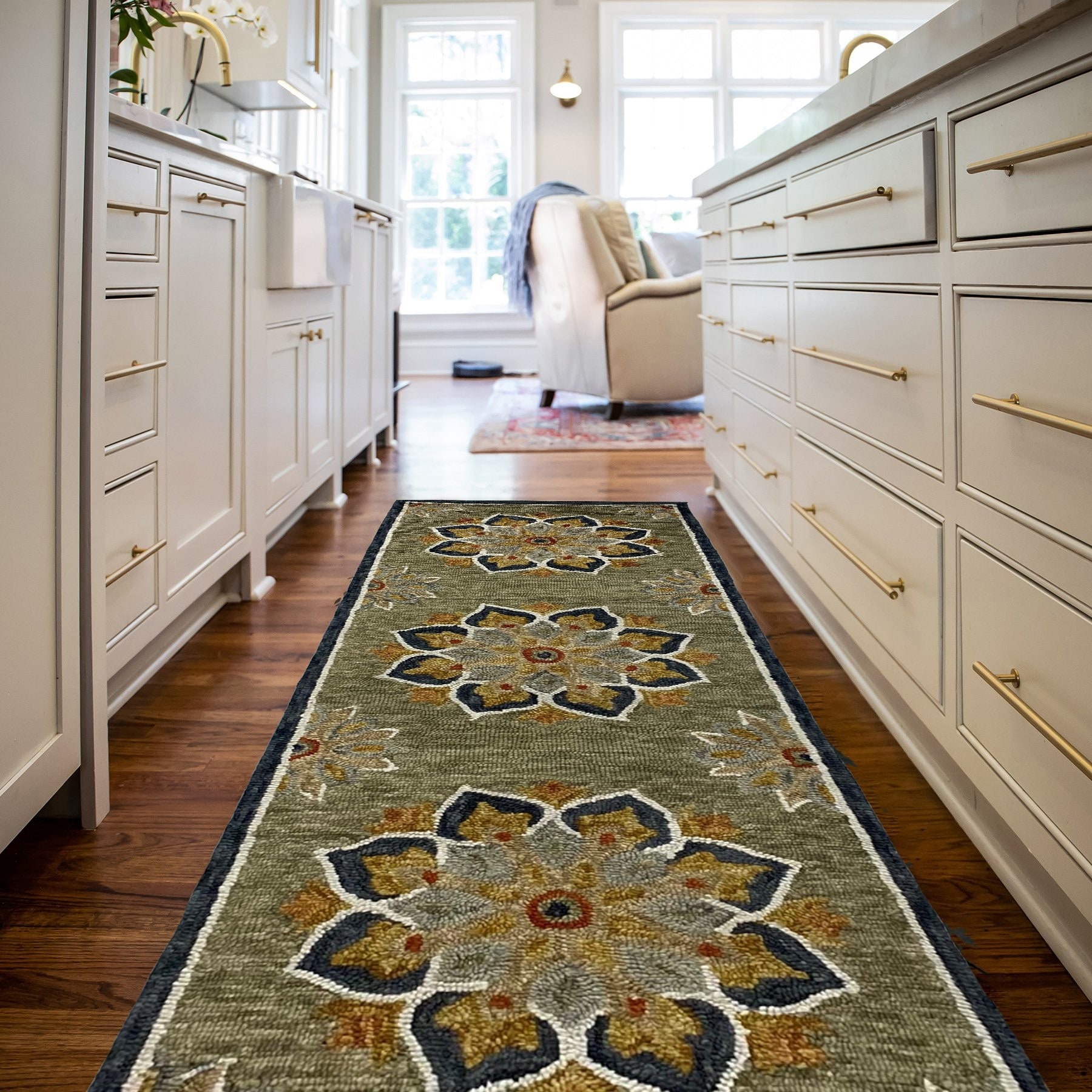Mandala Floral Blue Area Rugs Vegetable Dye Home Decor Floor Door Mat Carpet 