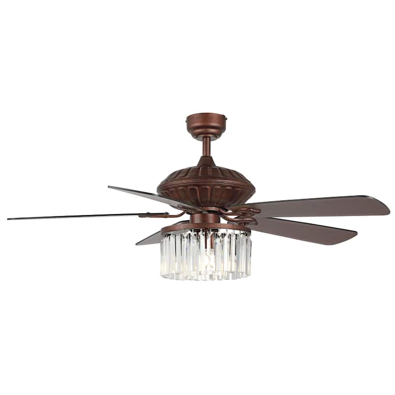 SAFAVIEH Laurila 3Lt 52" Ceiling Fan - 52" W x 52" D x 16"-21"-26" H