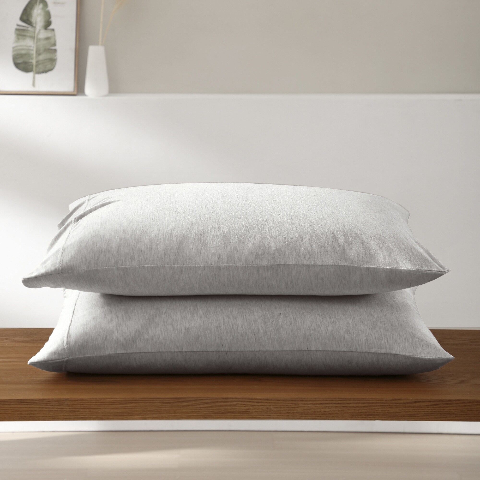 Pure Beech TENCEL Modal Jersey Knit Pillowcase Set Heather Grey King