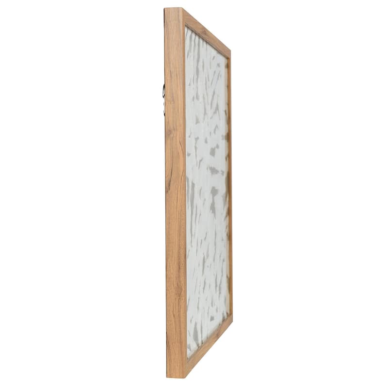 Palm Leaf Shadow Box II - Textured Rice Paper Wall Art - Natural Wood Frame