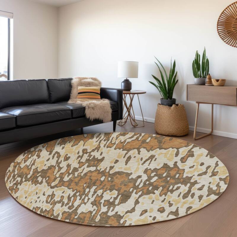 Premium Washable Super Soft Abstract Harmony Mayfield Rug - Copper - 8' x 8'