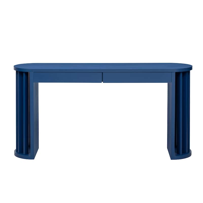 59-inch Long Console Table w/ 2 Drawers, Farmhouse Style Entryway Display Table, Sofa Table w/ Straight Lines Design Legs