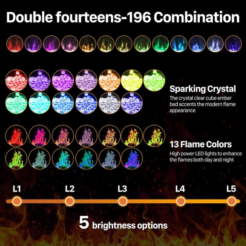 Electric Fireplace Recessed and Wall Mounted Fire Places with Remote Control, Touch Screen