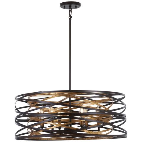 Vortic Flow Dark Bronze w/Mosaic Gold 6 Light Pendant By Minka Lavery