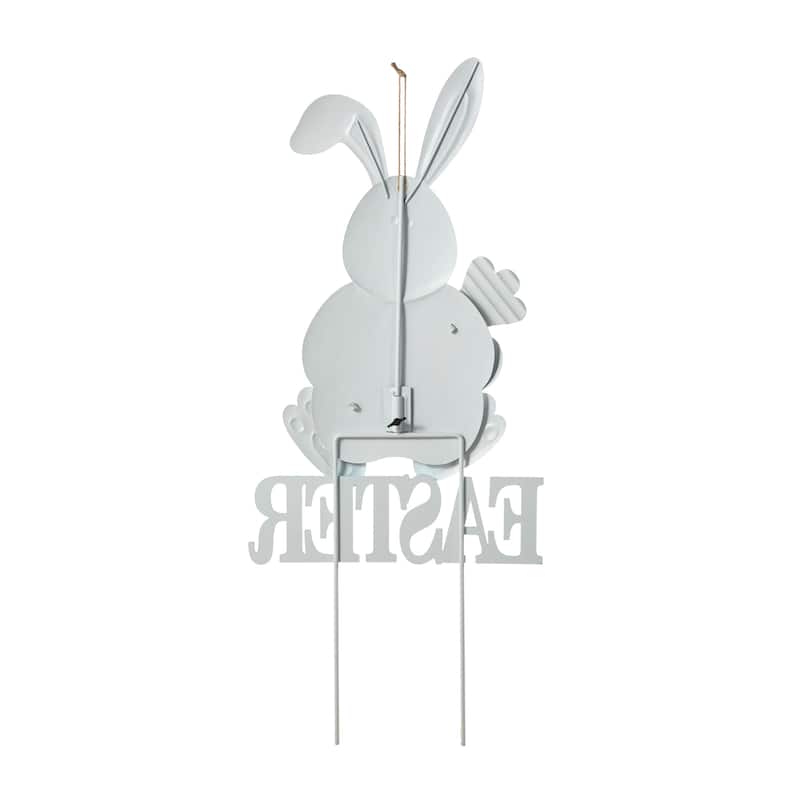 Glitzhome Easter Metal Bunny Yard Stake Wall Decors Standing Sign