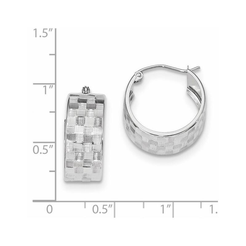 Curata 14k White Gold Sparkle Cut Checkerboard Wide Hoop Earrings 19.31x8.5mm