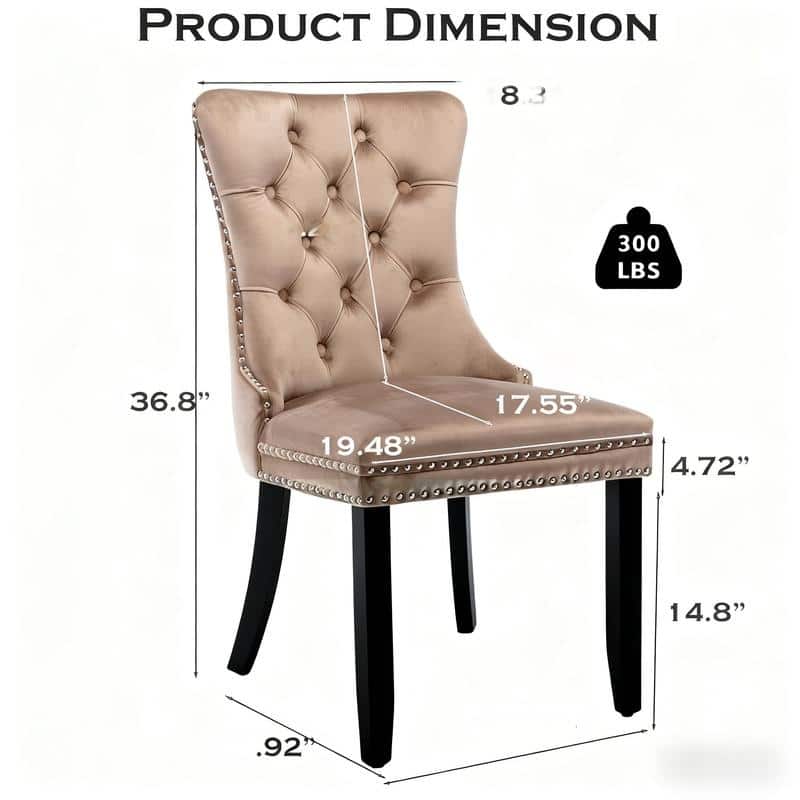High-end Tufted Velvet Upholstered Nailhead Dining Chair Set of 4