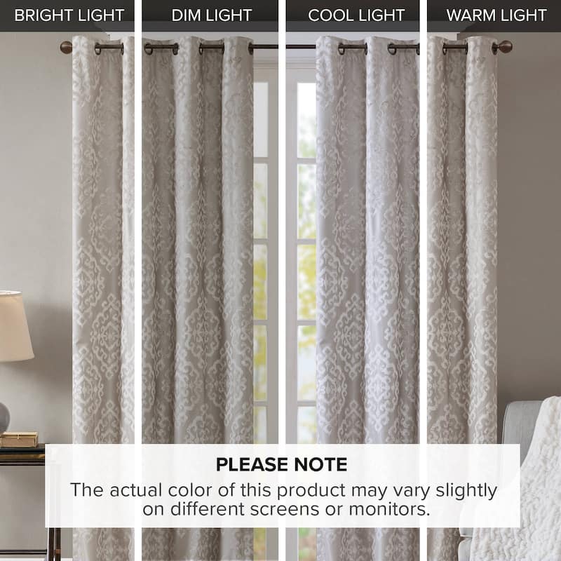 SunSmart Mirage Knitted Jacquard Total Blackout Grommet Window Curtain Panel