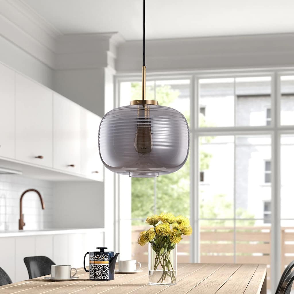 1-Light Wavy Design Pendant Lighting - 11.8"D×4.3"W×77.2"H(Adjustable)