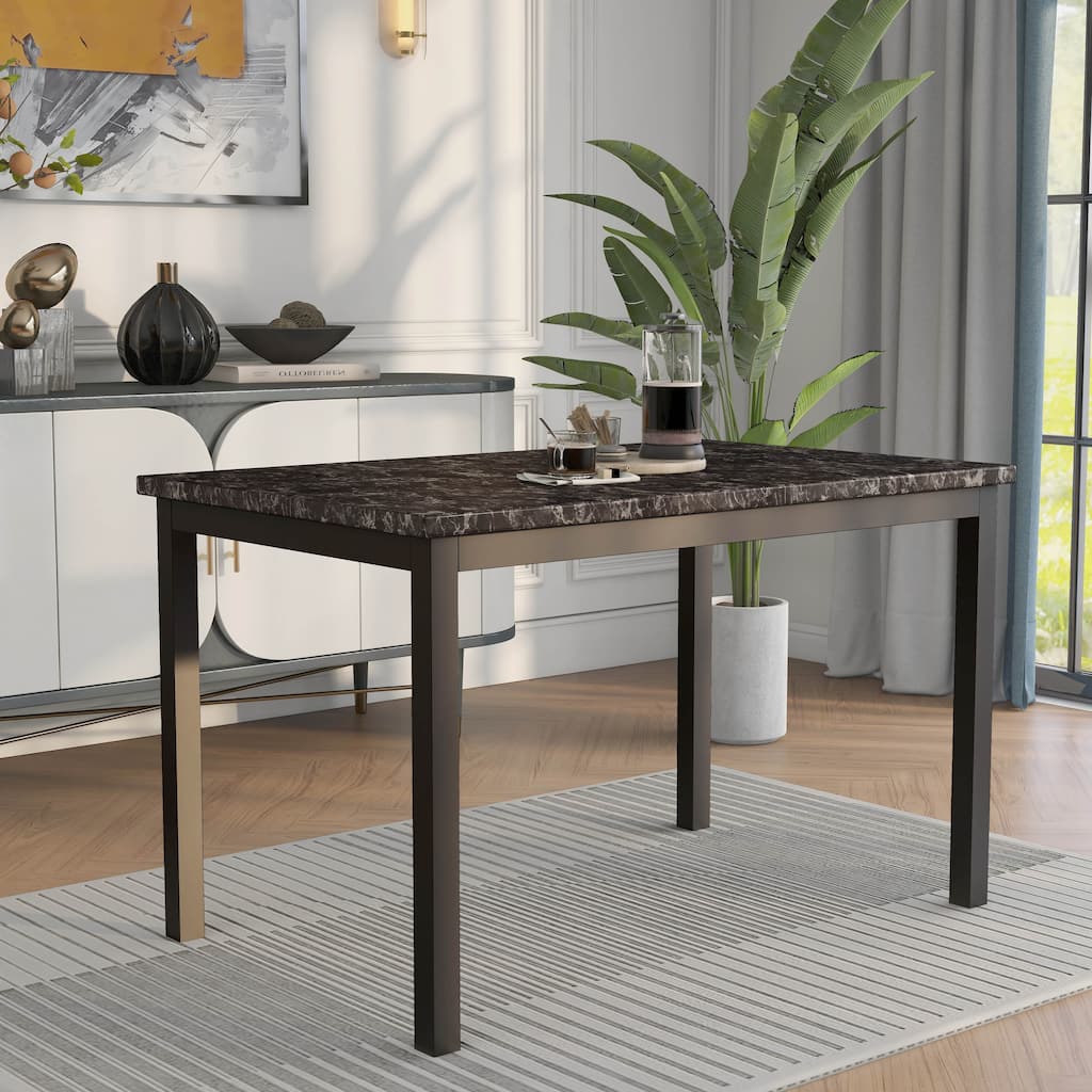 DH BASIC Modern Black 48" Faux Marble Dining Table by Denhour