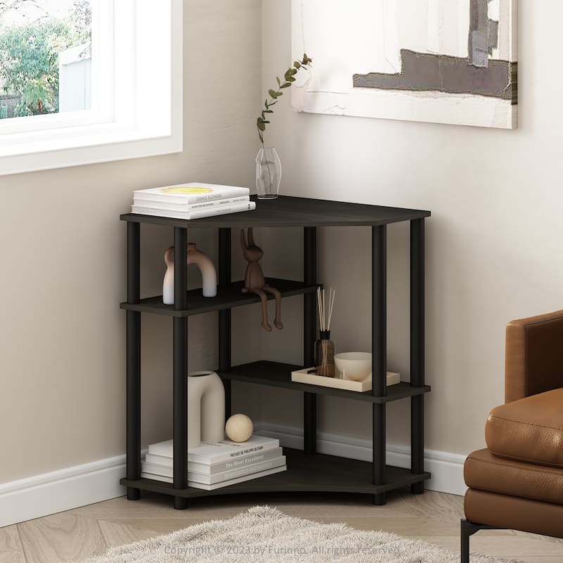 4 Tiers Wood Household Shelving Unit in Espresso/Black (31.1 in. W x 28.5 in. H x 22.5 in. D) - 31.1