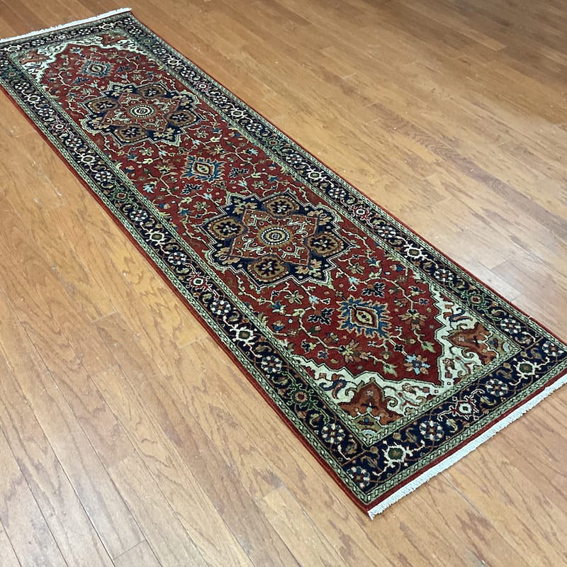 HERAT ORIENTAL Hand-knotted 2'6 x 8'3 Indo Serapi Wool Runner - 2'6" x 8'3"
