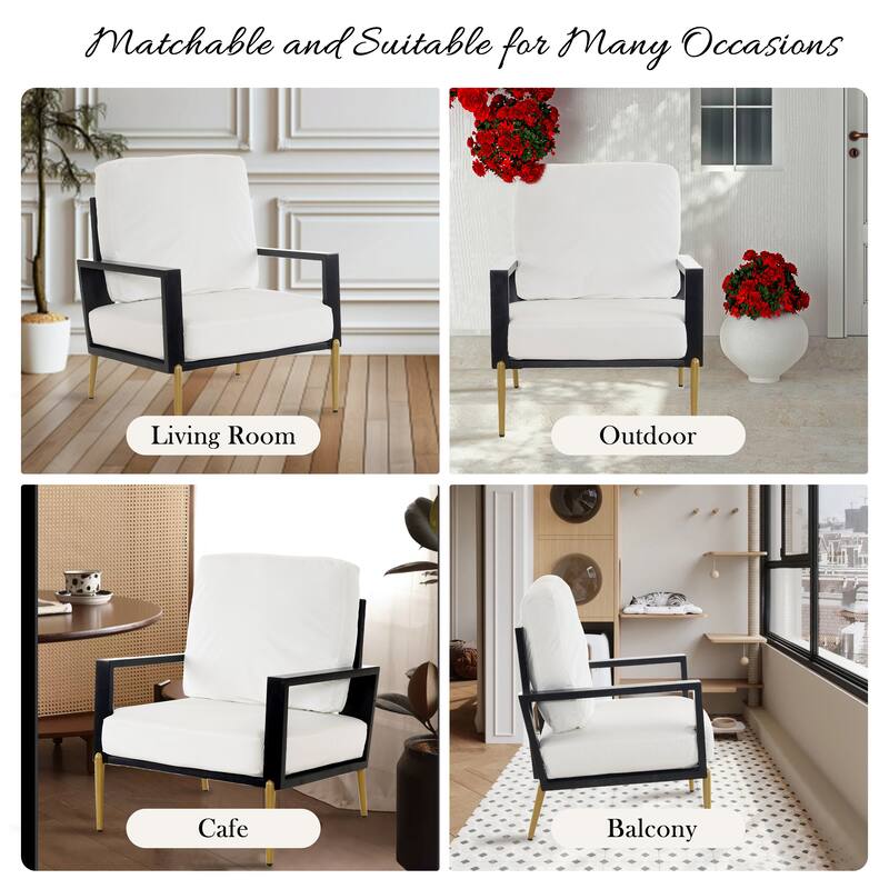 Velvet Upholstered Accent Armchair with Gold Legs