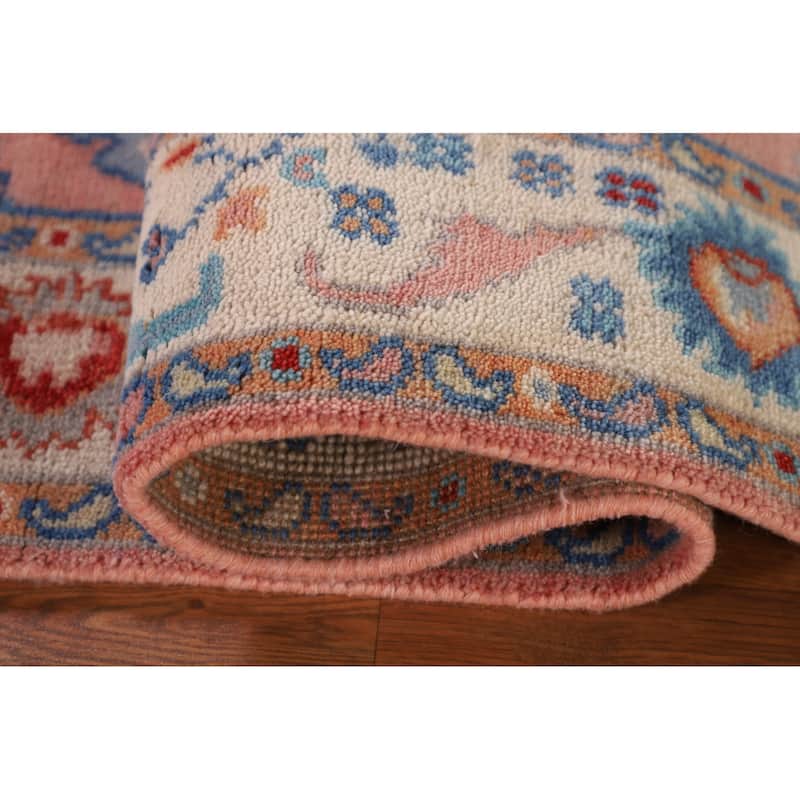 Floral Oushak Oriental Area Rug Hand-Knotted Wool Carpet - 4'0"x 5'9"