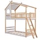 preview thumbnail 9 of 7, Beige Twin Over Twin Wood Bunk Bed with Storage