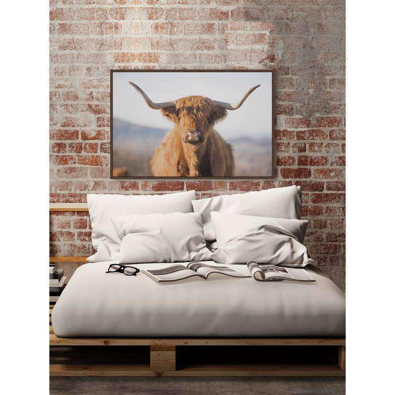 Highland Cow Floater Framed Print on Canvas