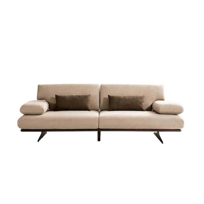 Pasargad Home Delano Beige Sofa with Sliding Backrest and Armrest - W97"xD41"xH33"