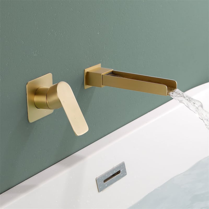Wall Mounted Tub Faucet Waterfall Modern Double Holes Bath Tub Spout with Single Handle Tub Fillers with Pressure Balance Valve