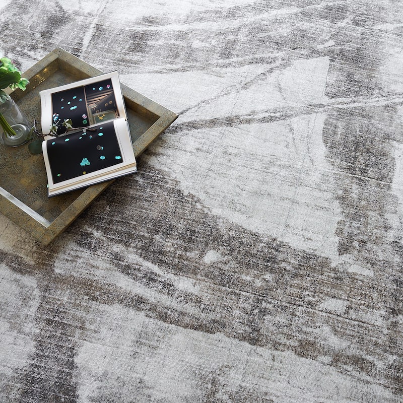 EXQUISITE RUGS Kyoto Hand-loomed Wool/Bamboo Silk Silver/Beige Area Rug.