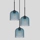 preview thumbnail 9 of 12, 3 Light Black Cluster Pendant Blue Textured Glass Adjustable Modern - 3-Lights