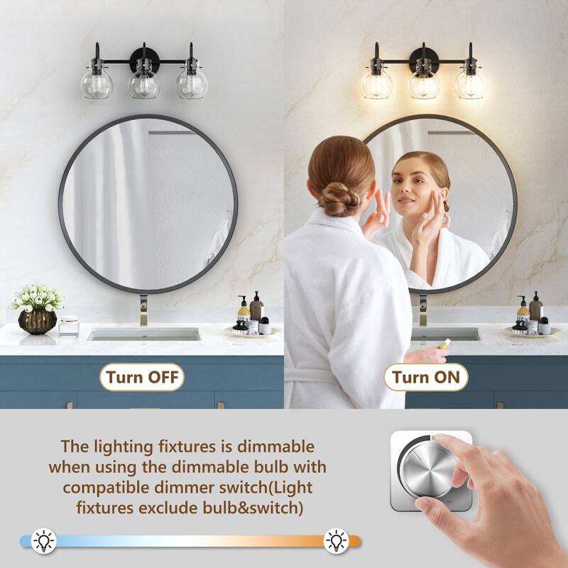 Modern Vanity Light with Clear Glass Globes in 2/3/4 Lights