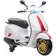 preview thumbnail 1 of 18, Battery-Powered Vespa Electric Motorcycle for Toddlers, Music, FM Radio, Headlight, and Single-Button Start White
