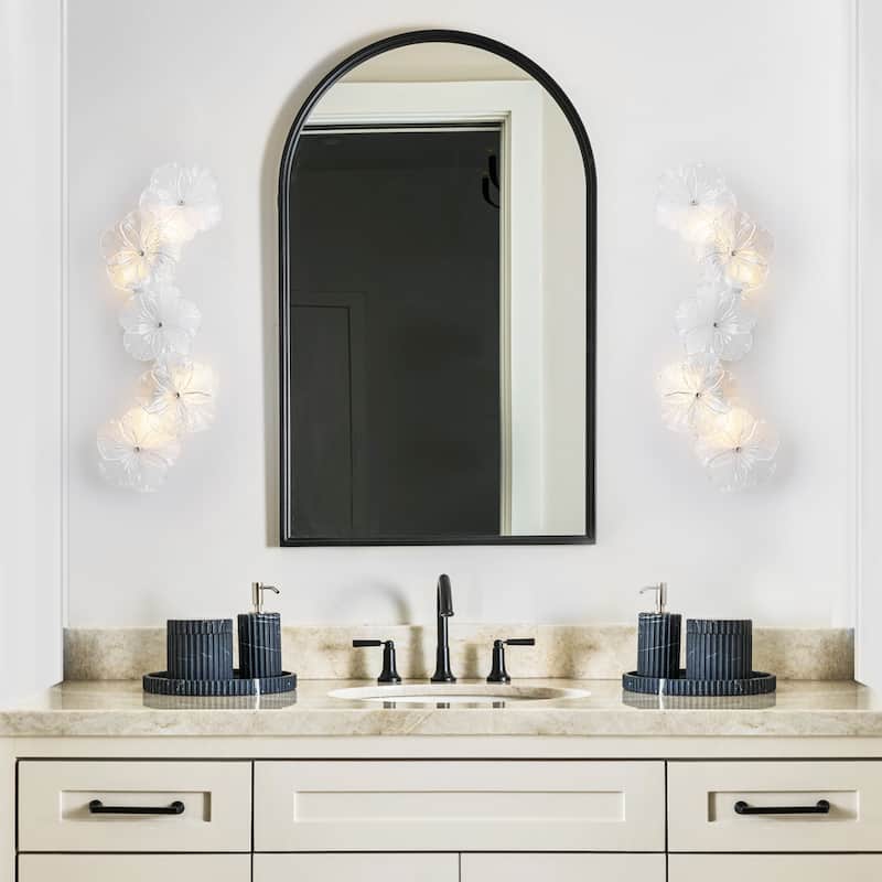 Modern Elegant Clear and Frosted Bubble Glass Flower Petal Wall Sconce