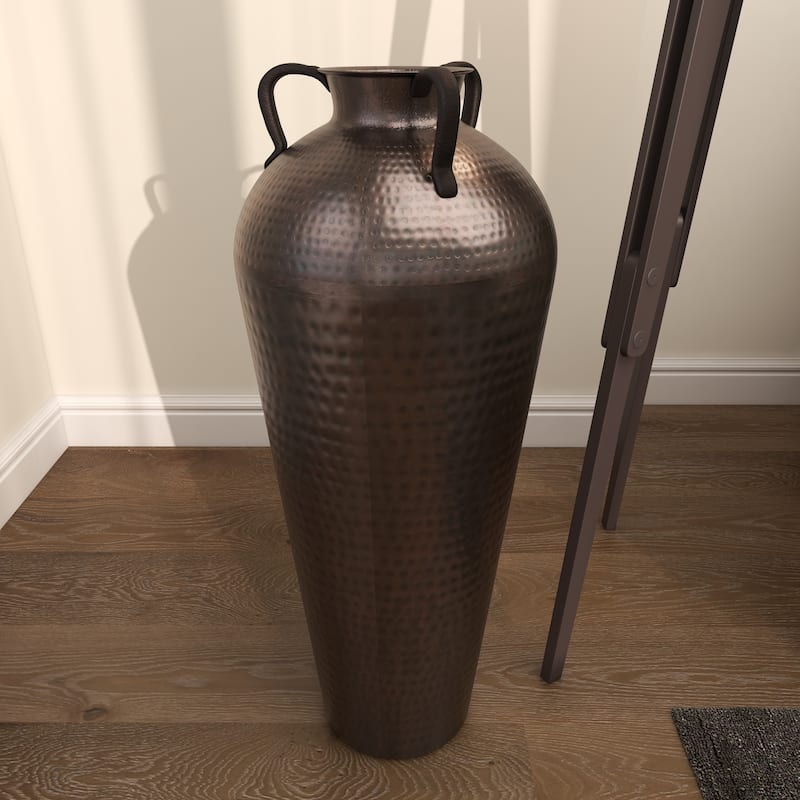 Bronze Hammered Solid Iron Jug Floor Vase