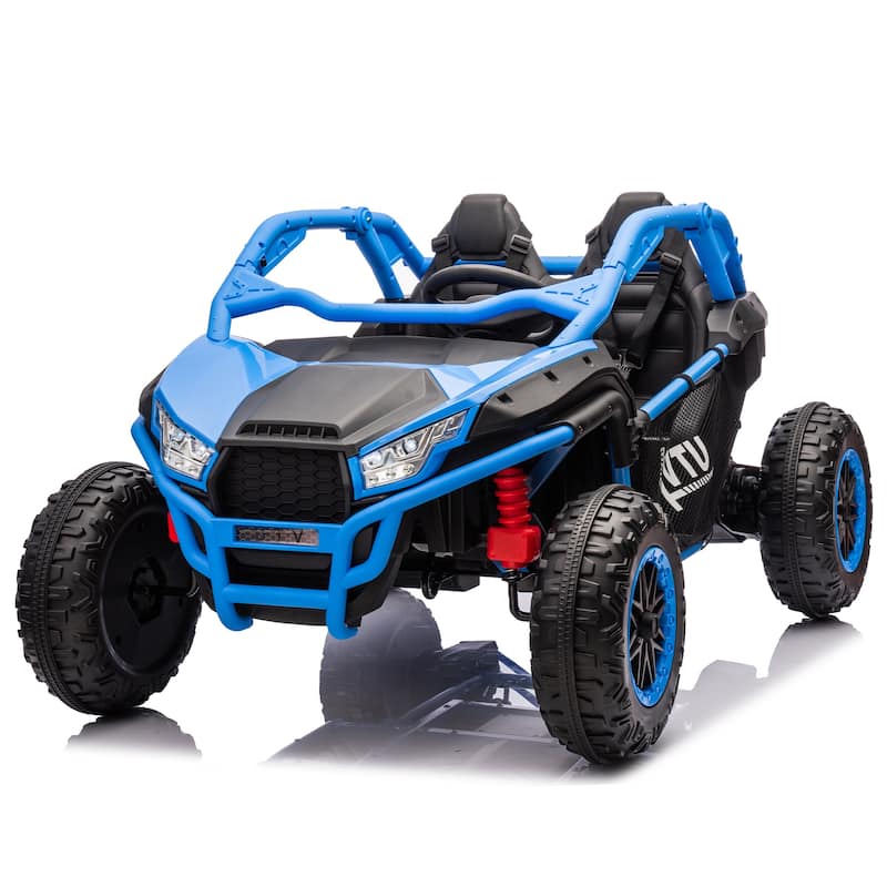 24V 2-Seater Kids Electric UTV Ride-On for Ages 3+, Remote Control with 400W Motor & Bluetooth - Blue