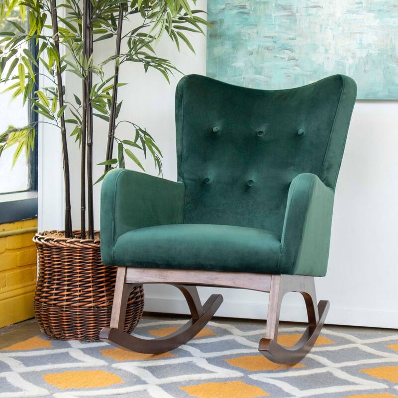 Cara Best Rocking Lounge Chair for Modern Livingroom and Bedrooms in Green - 36.5" x 26" x 36"