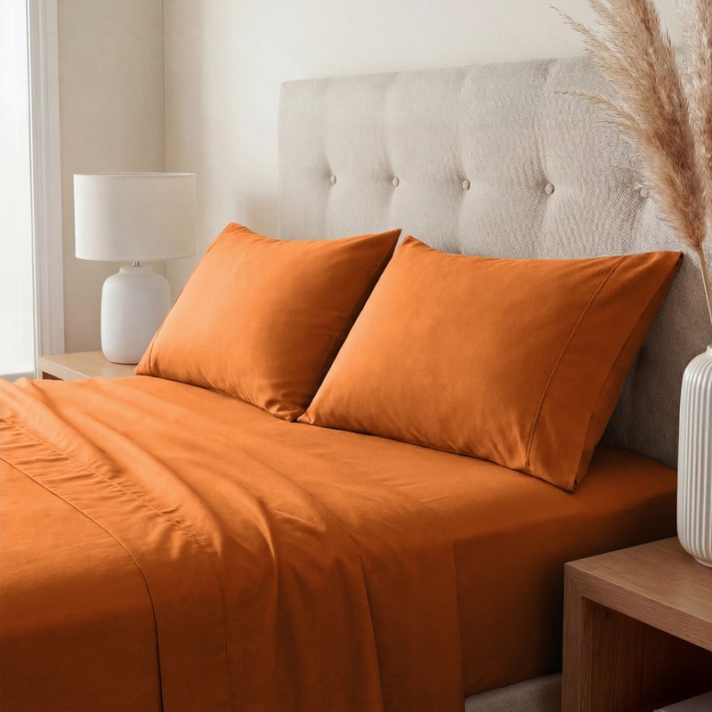 Superior 800 Thread Count Cotton Blend Pillowcase Set of 2 - King - Rust