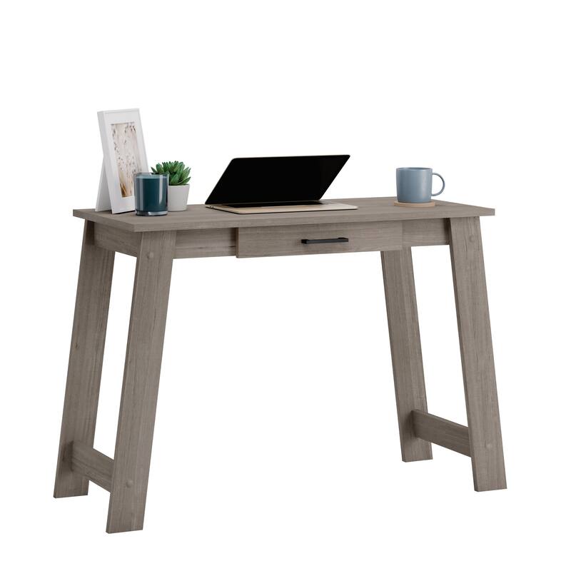 Wood Writing Table with Compact Design, Grayish Brown