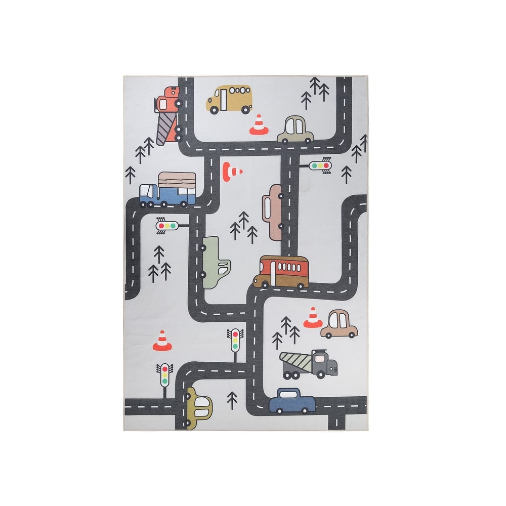 Superior Truck Road Non-Slip Kids Washable Indoor Area Rug