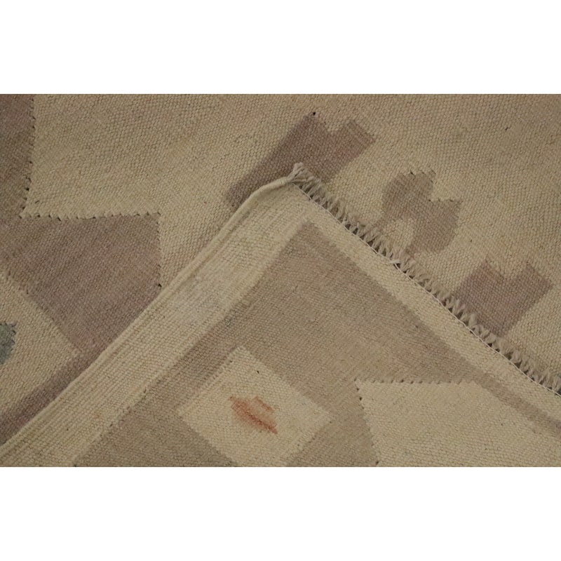 Hand Woven Oriental 100% Wool Carpet Southwestern Tribal Beige & Ivories Kilim Area Rug - 8' 0'' X 4' 9''